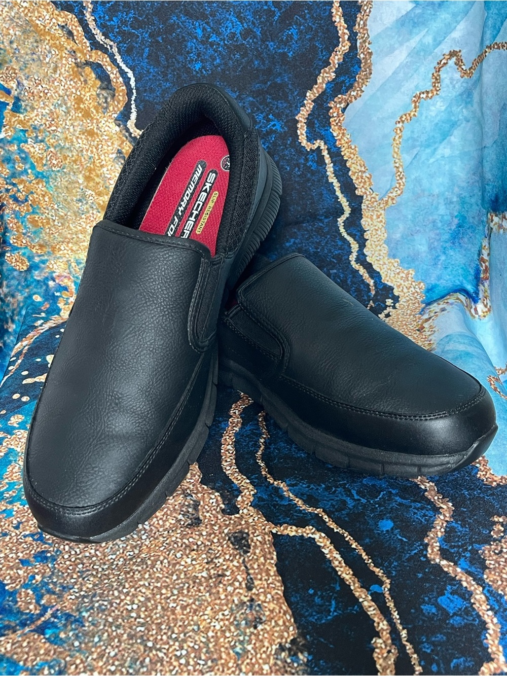 Skechers Work Slip Resistant Shoes Men’s 9 Black Memory Foam Lightweight Comfy